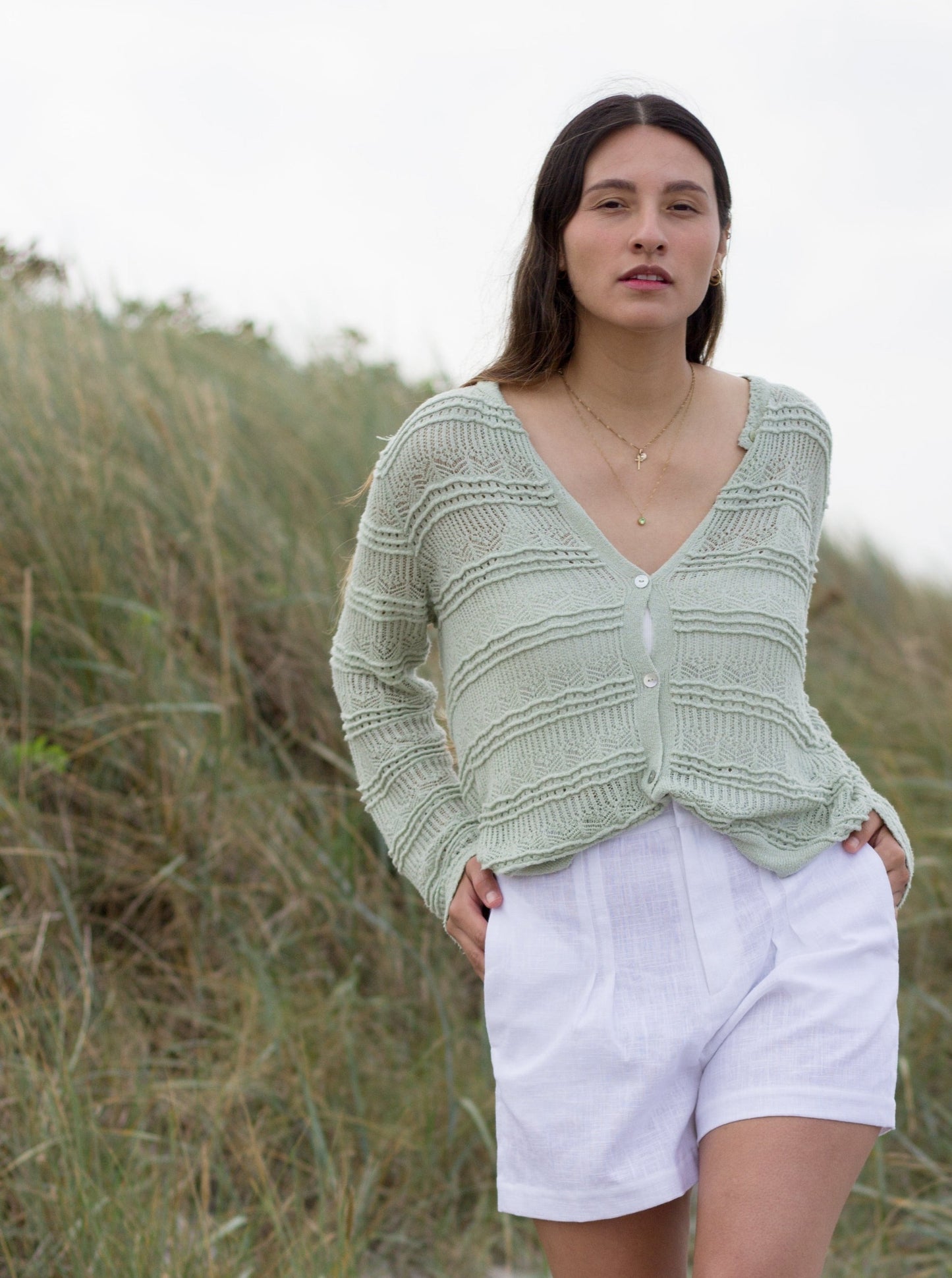 WHITE LINEN KAI SHORTS